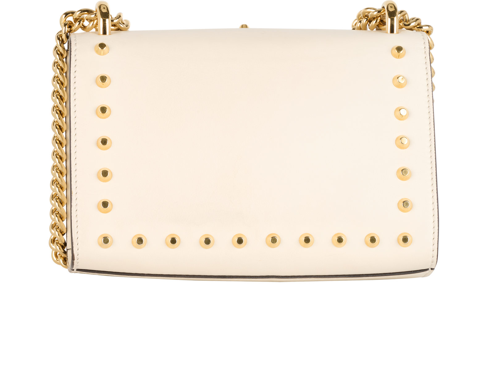 Padlock Pearl Studded Shoulder Bag, &pound;450, Handbags, Cream, Leather, Back view